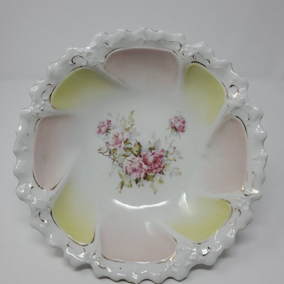 Antique MZ Austria Moritz Zdekauer Porcelain Master Berry Bowl Flowers 10" Mint - Picture 1 of 6